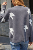 lightning print drop shoulder knitted sweater
