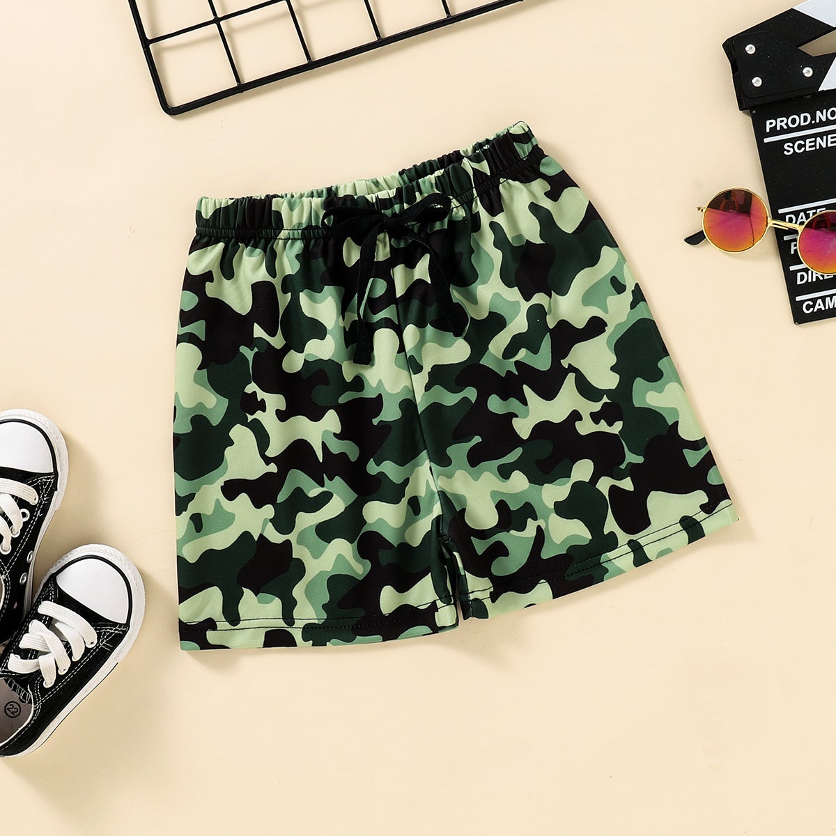 boys graphic tank and camouflage shorts set