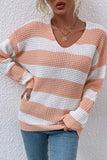 striped v neck sweater