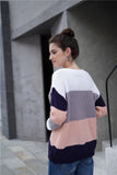striped crewneck long sleeve pullover sweater
