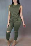 Fashion Sexy O Neck Sleeveless Off The Shoulder Regular Solid Jumpsuits