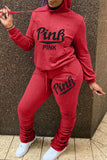 Casual Letter Fold Hooded Collar Long Sleeve Two Pieces