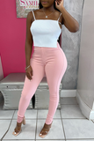 Sexy Solid Split Joint Skinny Mid Waist Pencil Solid Color Bottoms
