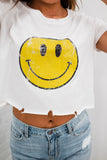 prince peter collection licensed smiley face distressed crop tee