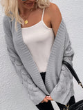 drop shoulder open front sweater