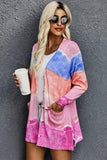 ombre print buttoned long sleeve cardigans