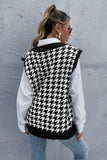 houndstooth v neck sweater vest