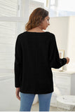 v neck drop shoulder long sleeve sweater