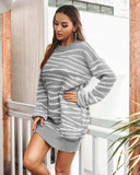 zebra print lantern sleeve mini sweater dress