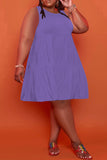 Casual Solid Split Joint O Neck A Line Plus Size Dresses