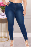 Fashion Casual Solid Zipper High Waist Regular Jeans