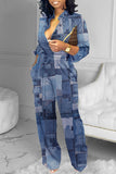 Fashion Casual Print With Belt Regular Jumpsuits