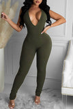 Sexy Casual Solid Basic V Neck Skinny Jumpsuits