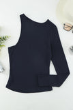 cutout one shoulder ribbed top