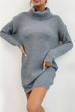 ribbed knit turtleneck sweater dress