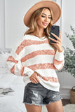 white striped colorblock knit sweater