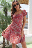 ditsy floral tie front flounce sleeve dress