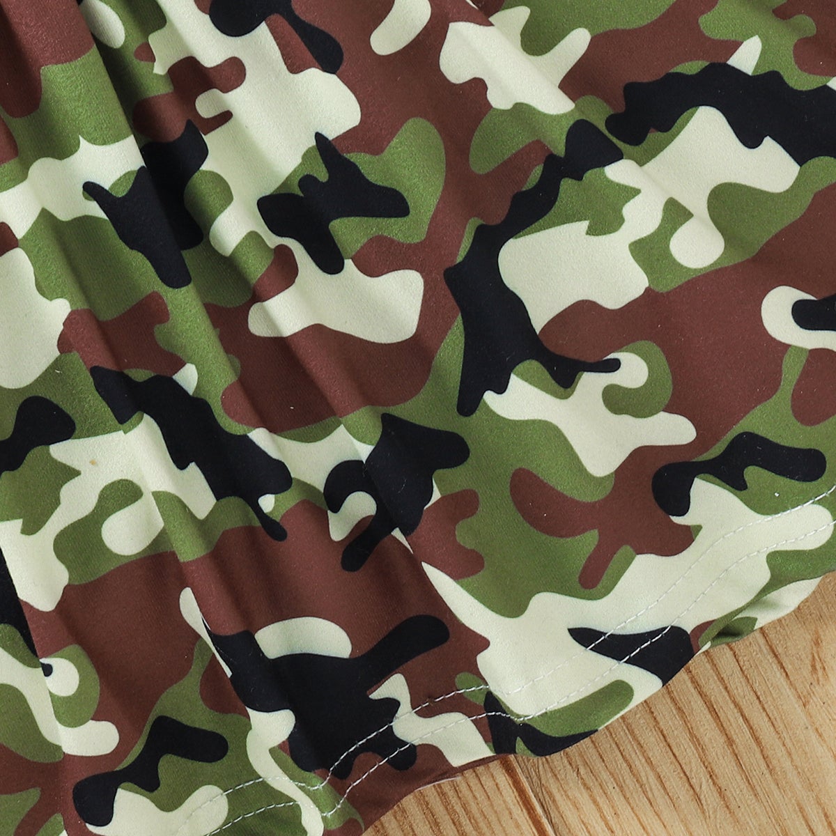girls camouflage print ruffle shoulder dress