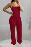 Sexy Solid Backless Spaghetti Strap Skinny Jumpsuits