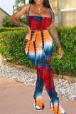 Fashion Sexy Tie-dye Printed Sling Jumpsuit
