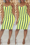 Sexy Casual Striped Print Backless Sling Dress