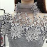 mesh embroidery diamonds sweater