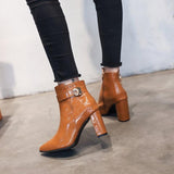 pu leather high heel with zipper ankle boots