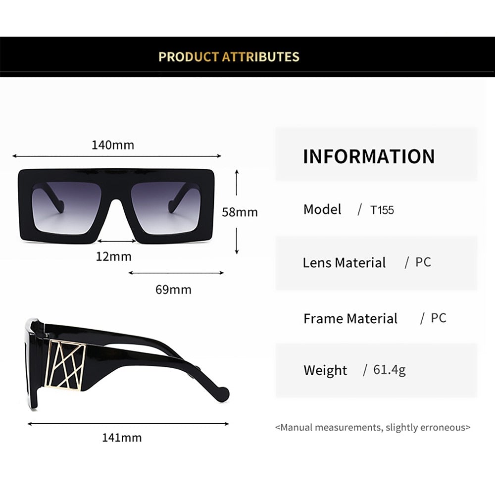 balck frame printed square sunglasses