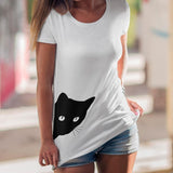 punk cartoon cat face tee shirt
