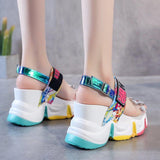 rainbow with crystal chunky shoes