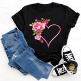 heart flower printed t shirts