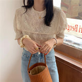 lapel embroidery lace loose shirt
