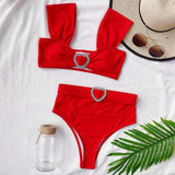 two pieces bikini set with belt high waist swimwear