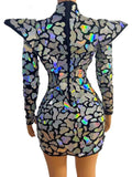 costume silver laser faux sequin dress