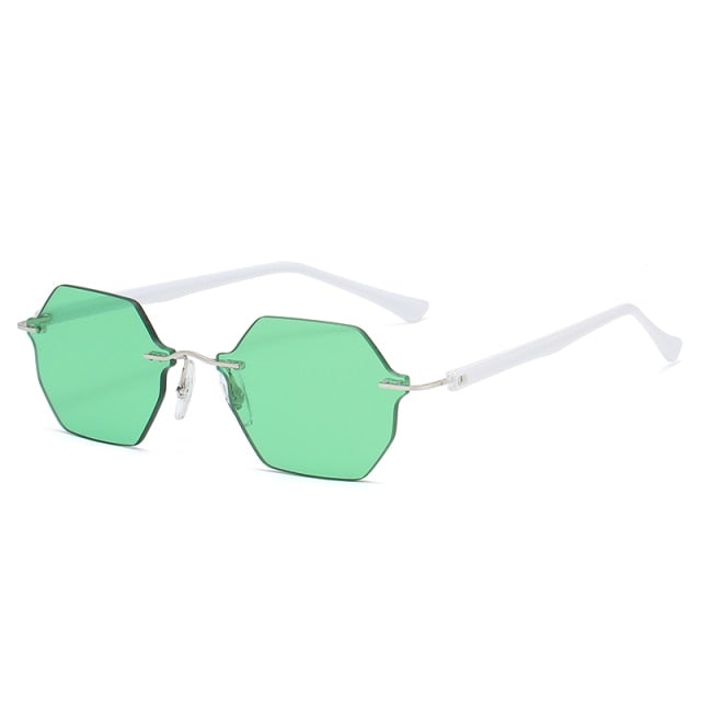 small rimless polygon retro sunglasses