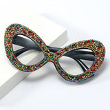 oversized multicolor crystal cat eyes glasses