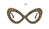 oversized multicolor crystal cat eyes glasses