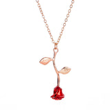 vintage rose necklace pendant long chain necklace