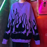 flame knitting batwing sleeve sweater