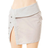 asymetrical button side slit skirt