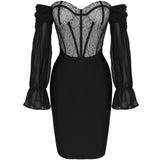 corset lace long sleeve party dress
