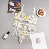 bow lace patchwork lingerie set