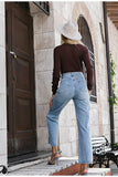 high waist pleated with slit jeans