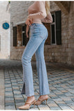high waist split straight jeans