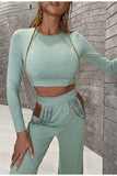 cropped top hollow out chained trousers tracksuit