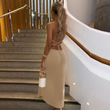 alluring backless party maxi dress