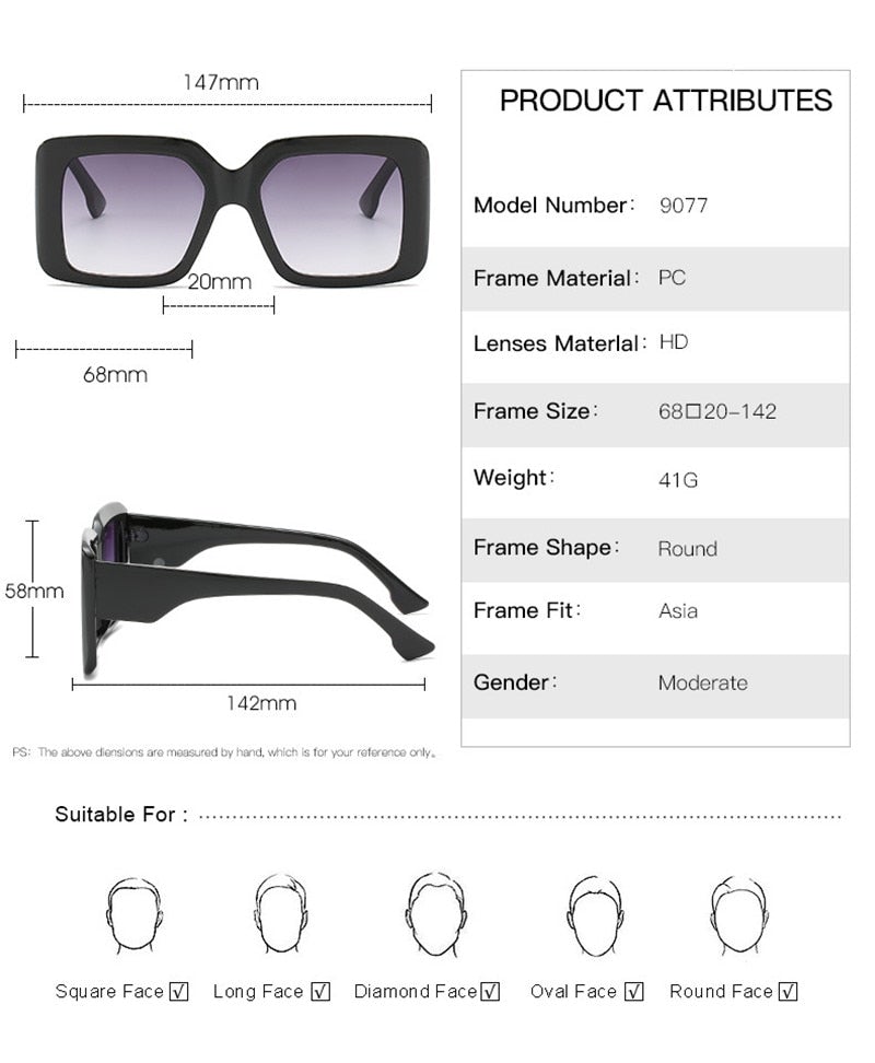 gradient lens oversize square sunglasses