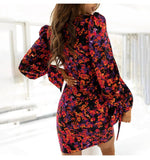 folded shoulder tether sleeves floral dress