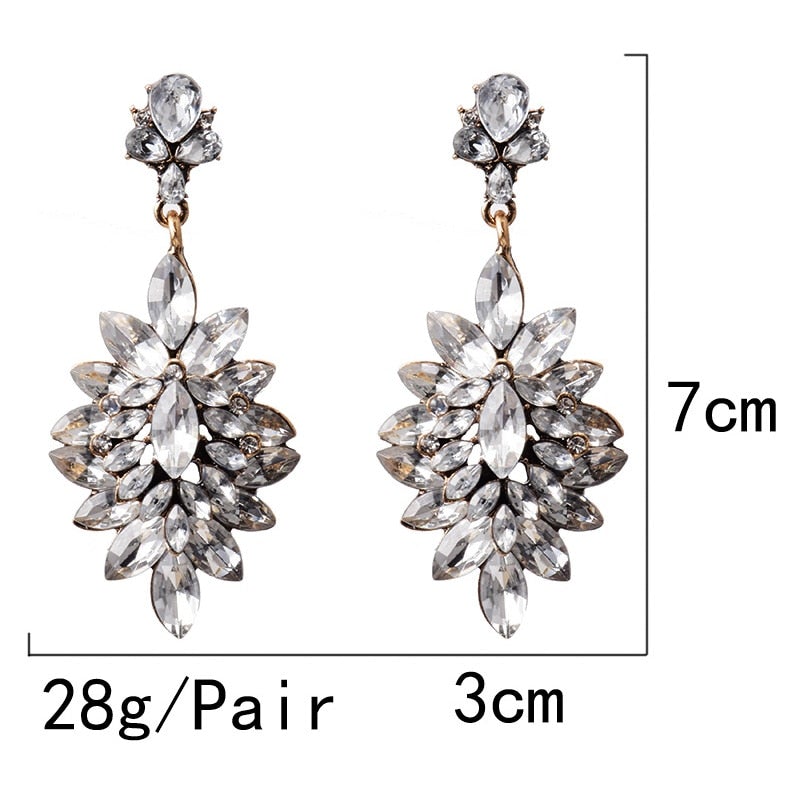 flower shaped pure white crystal earrings