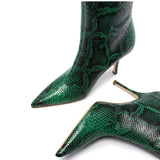 pointed toe stiletto back zipper serpentine stretch boots